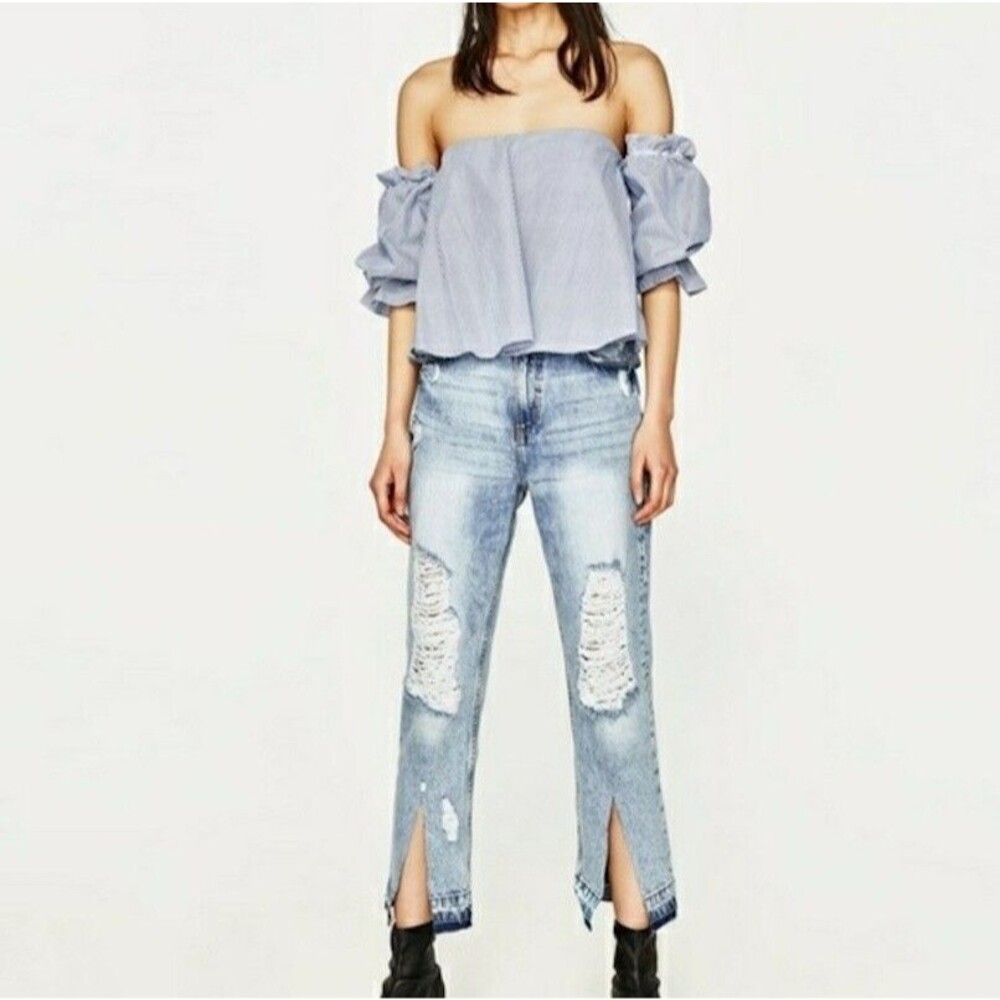 Zara TRF Denim IX'D Makers Distressed Denim Jeans